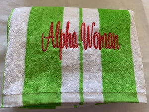 Alpha Woman Soft Velour Beach Towel